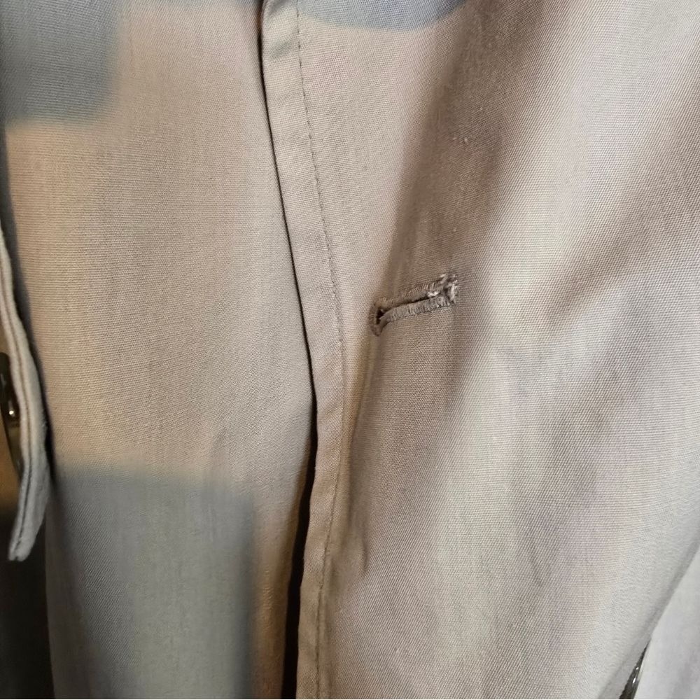 London Fog Maincoats Mens 46 Long Tan Beige Double Breasted Trench Coat Belted‎ - Picture 7 of 7